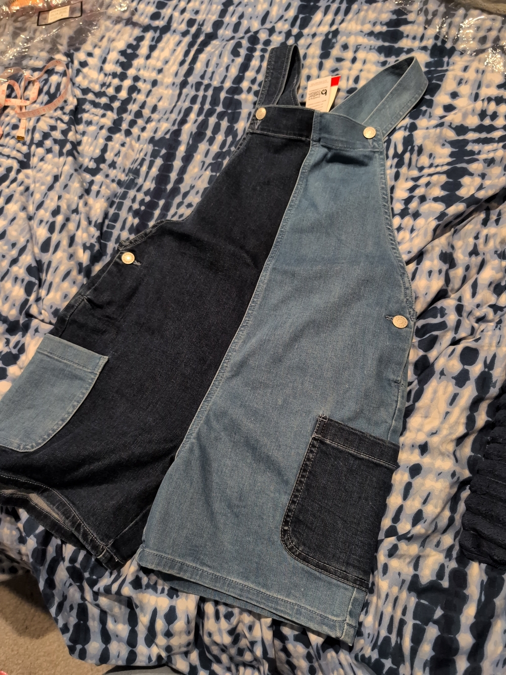 Epic Threads Girl's Two-Tone Denim Overall Shorts